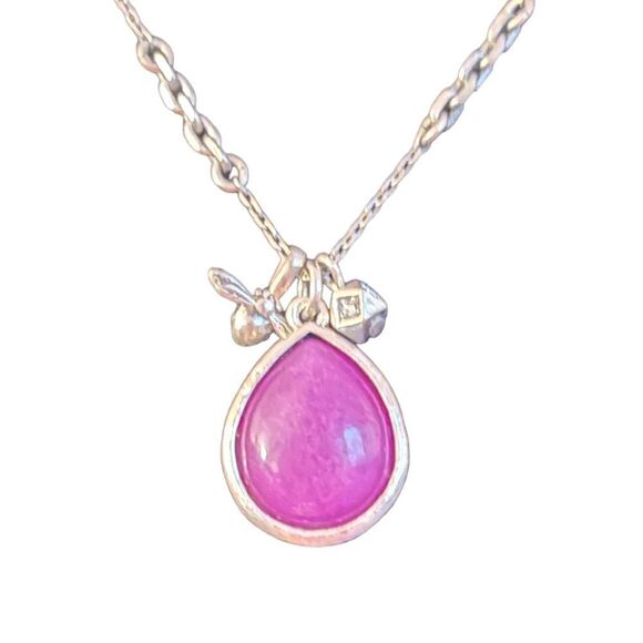 Fossil Silver-toned Purple Stone Fire Fly Lock and Key Necklace - Picture 3 of 8